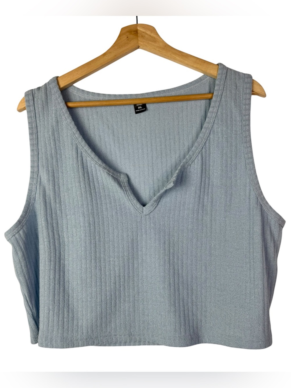 Shein Curve Light Blue Ribbed Crop Tank Top 3XL